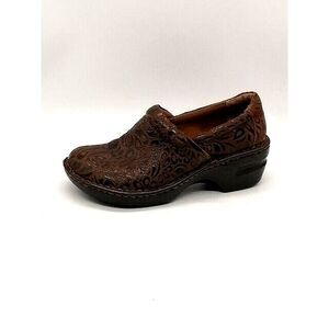 b.o.c. Loafers Womens Brown 7 Slip On‎ Clog Shoes Leather Embossed Comfort